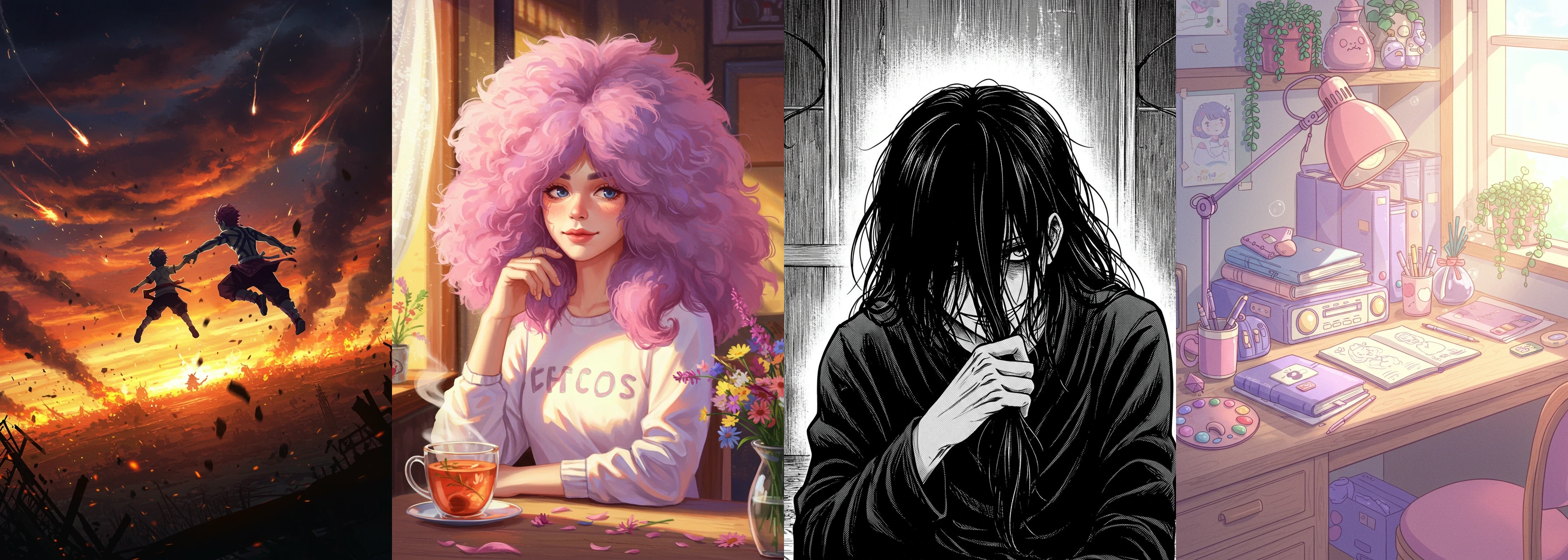Grille de variations de style anime