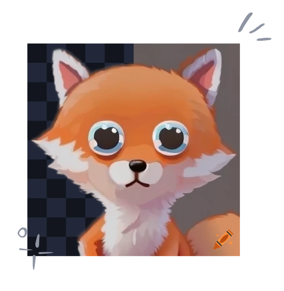 Cute fox illustration with the background partially removed