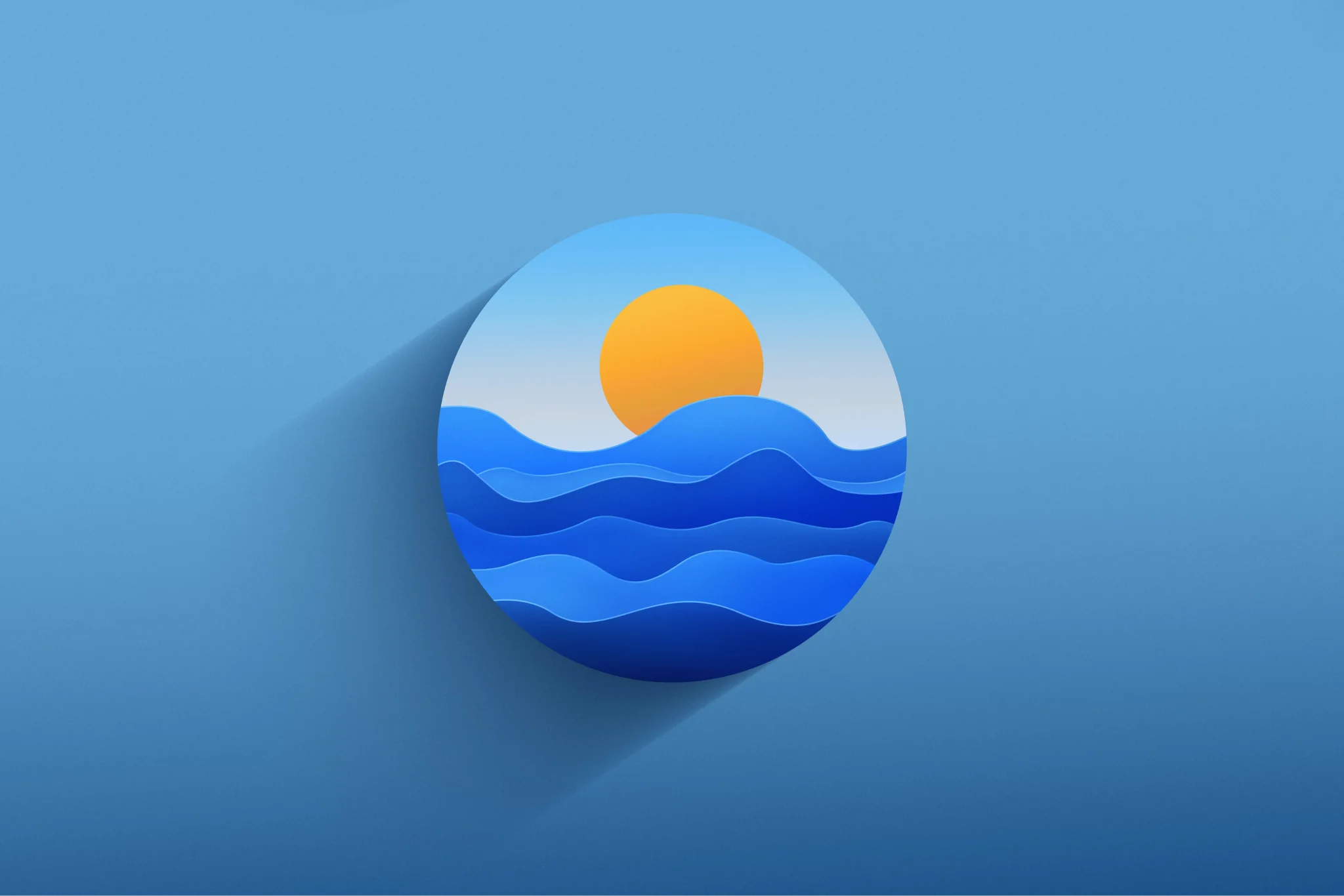 A sunset logo with a background