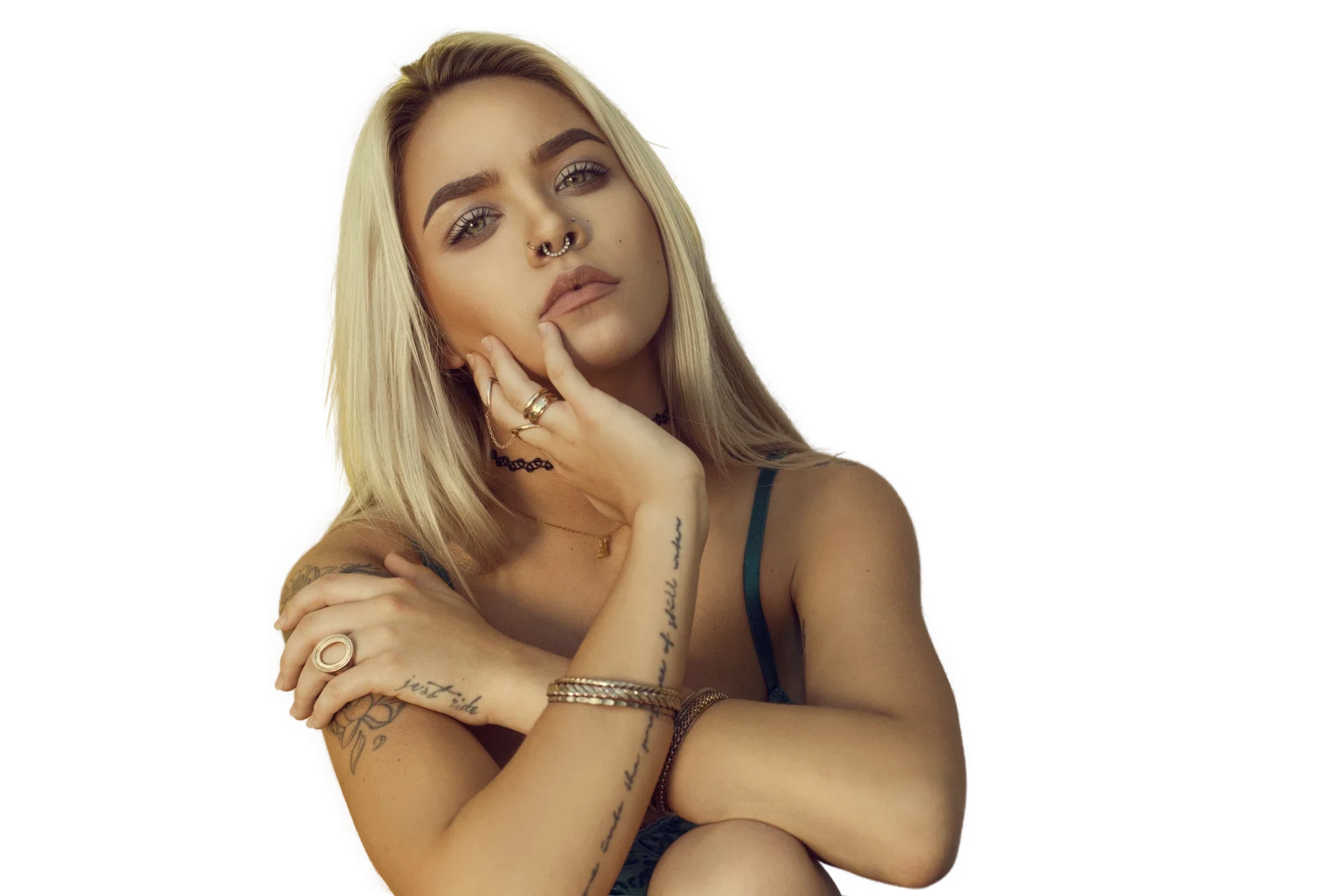 The same blond women without a background