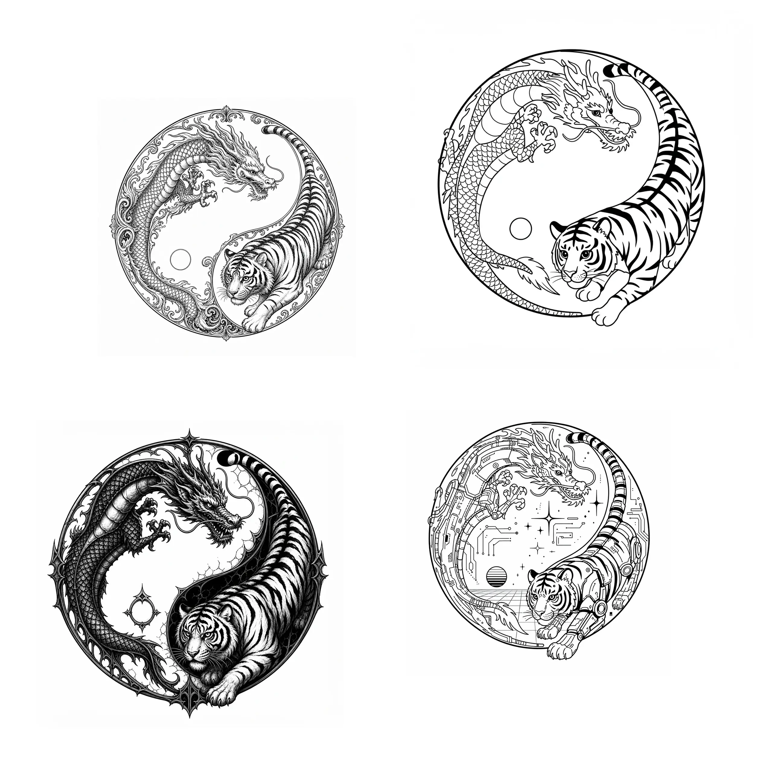 Cuadrícula de variaciones de conceptos de tatuaje